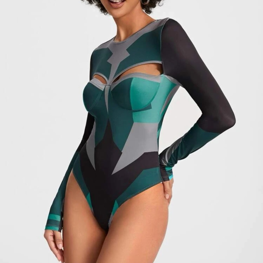 Shein X Starseed Squad Colorback Cut-Out Front Body Suit Size L